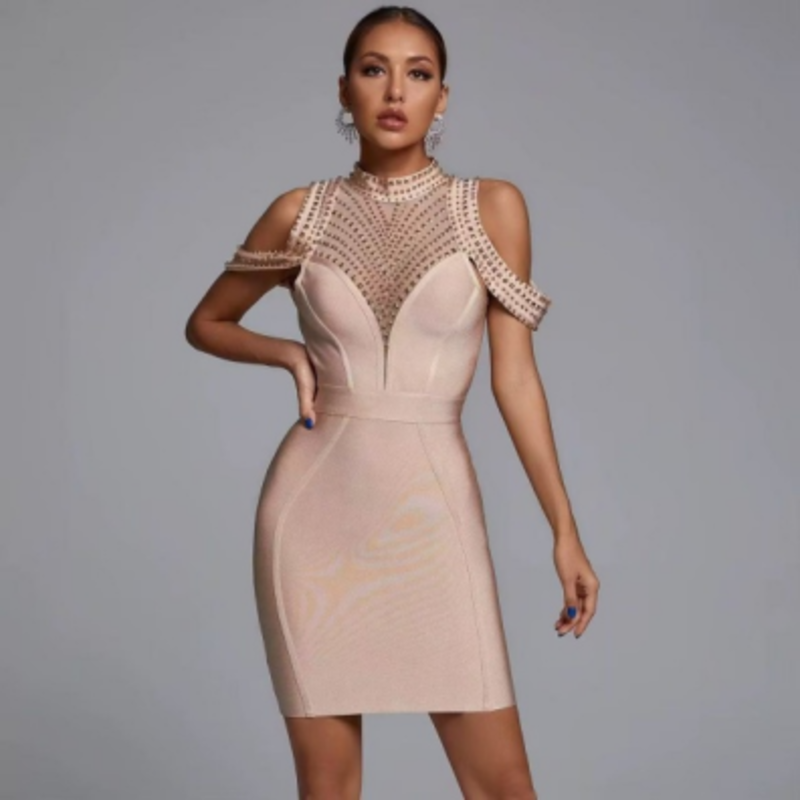 Rayas de espagueti de vendaje de punto de verano, vestidos de carpeta sin tirantes